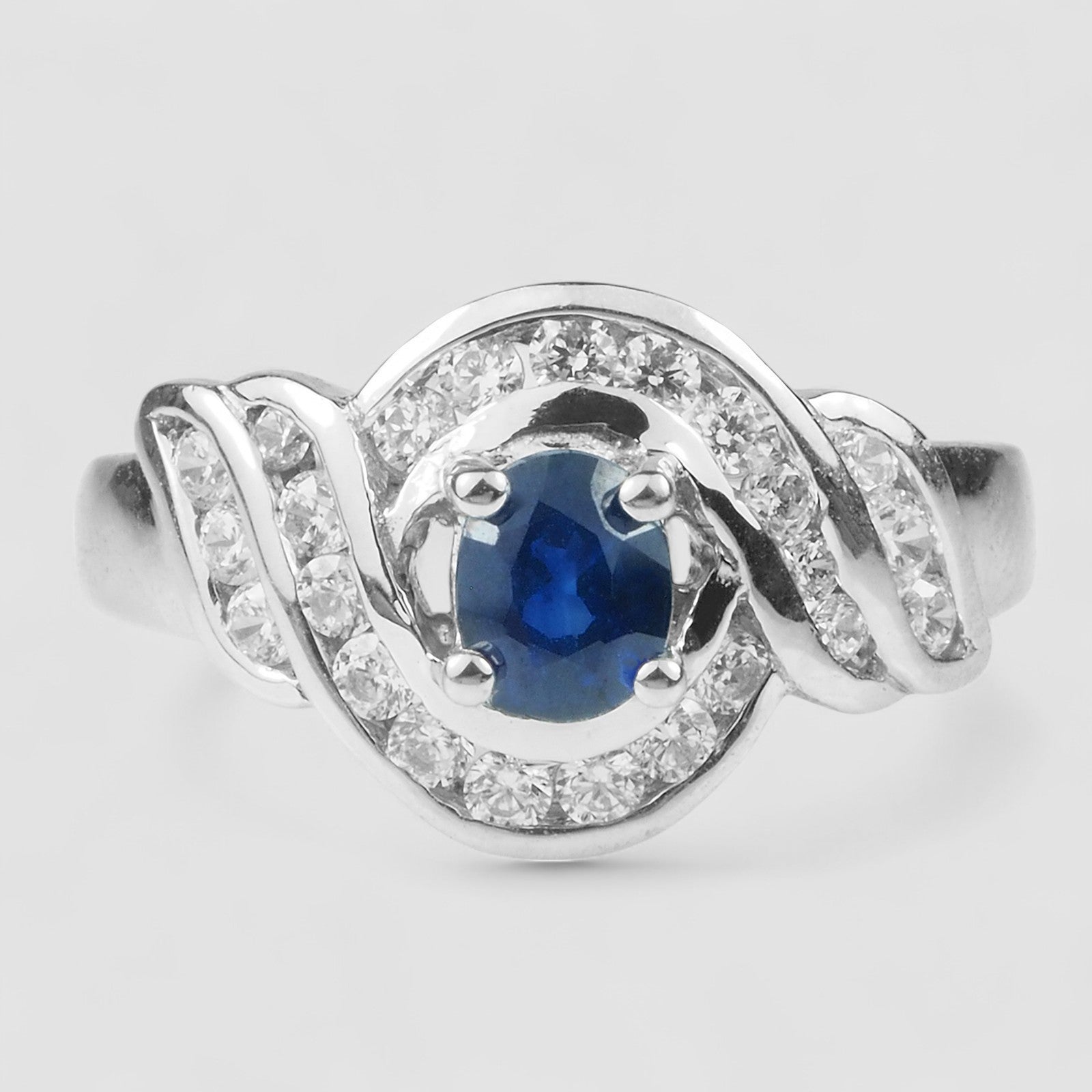 Blue Sapphire 925 Sterling Silver Halo Ring
