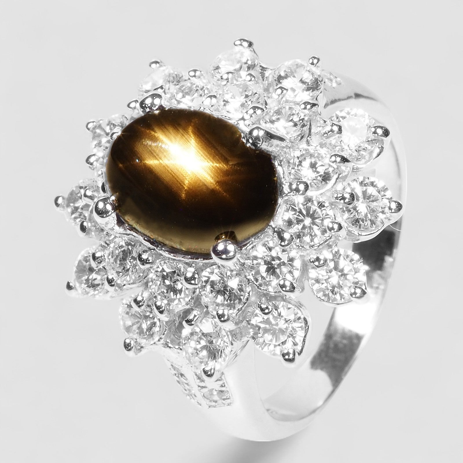 Golden Black Star Sapphire 925 Sterling Silver Ring