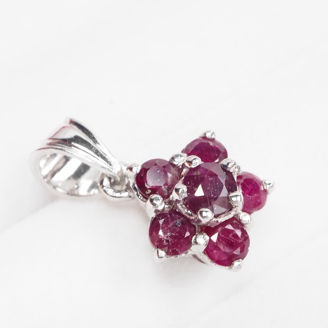 Red Ruby 925 Sterling Silver White Gold Pendants, All Occasion Everyday Pendants