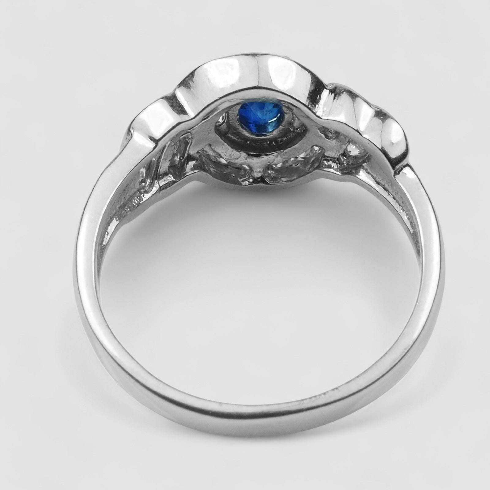 Blue Sapphire 925 Sterling Silver Halo Ring