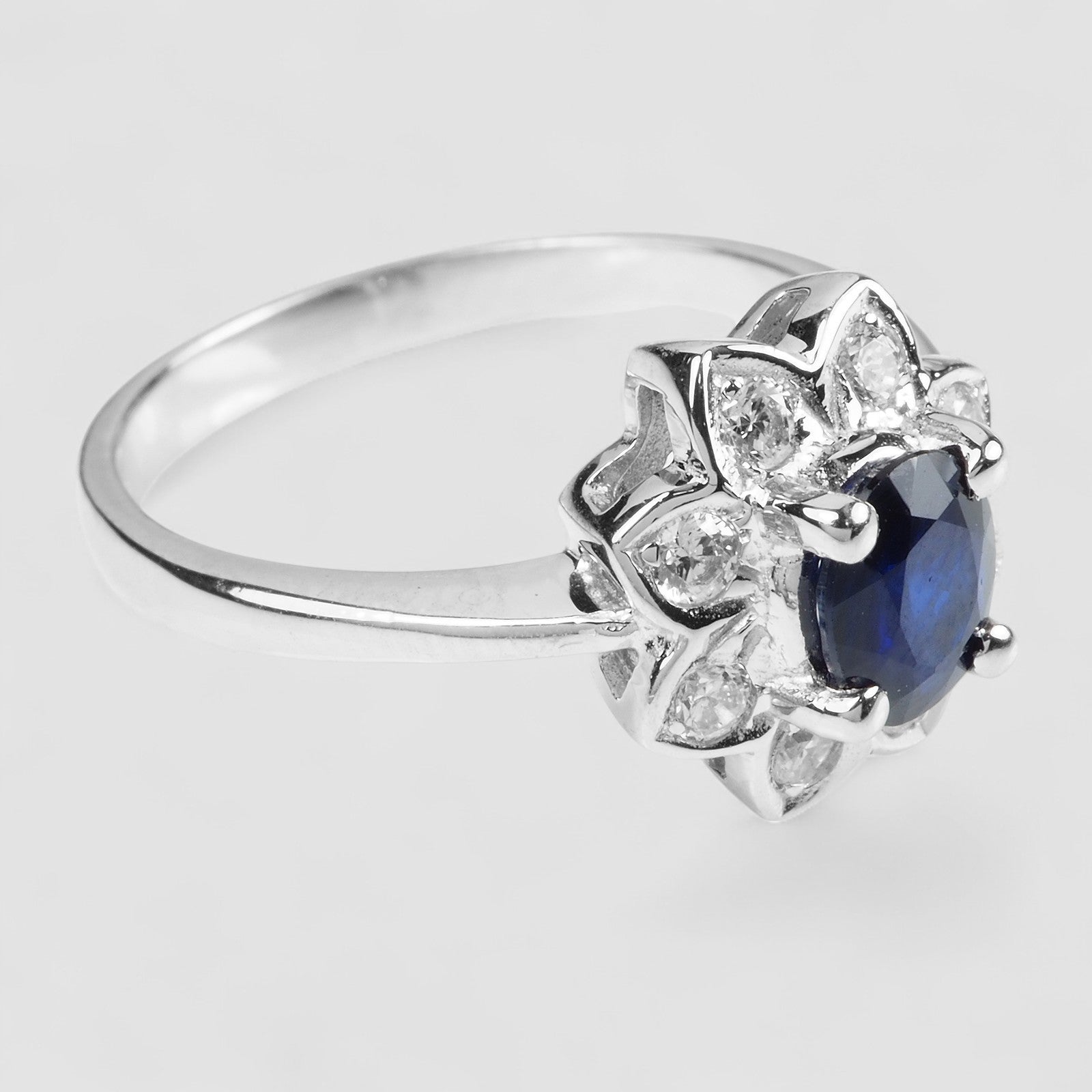 Vivid Blue Sapphire 925 Sterling Silver Ring, Simple Everyday Ring, Free Resizing