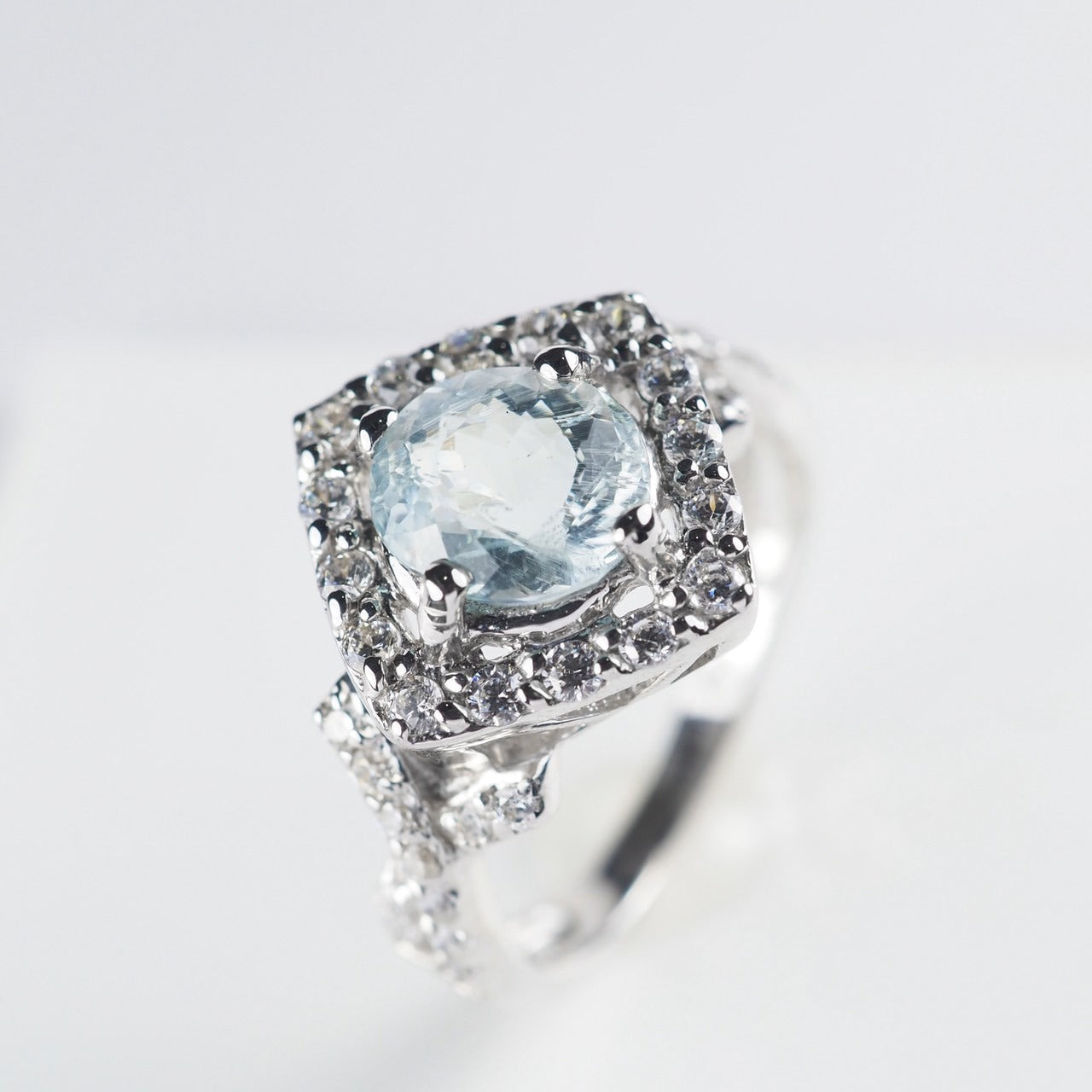 BLUE AQUAMARINE 925 STERLING SILVER HANDMADE RING