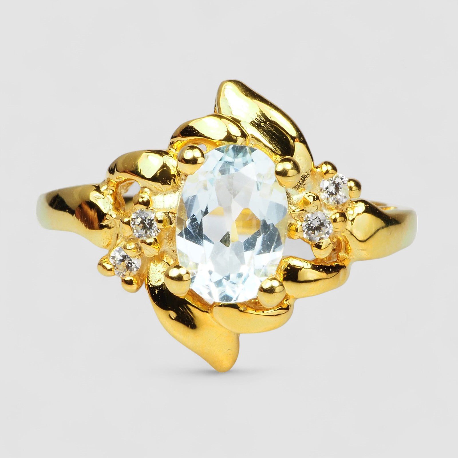 Blue Aquamarine 925 Sterling Silver Ring