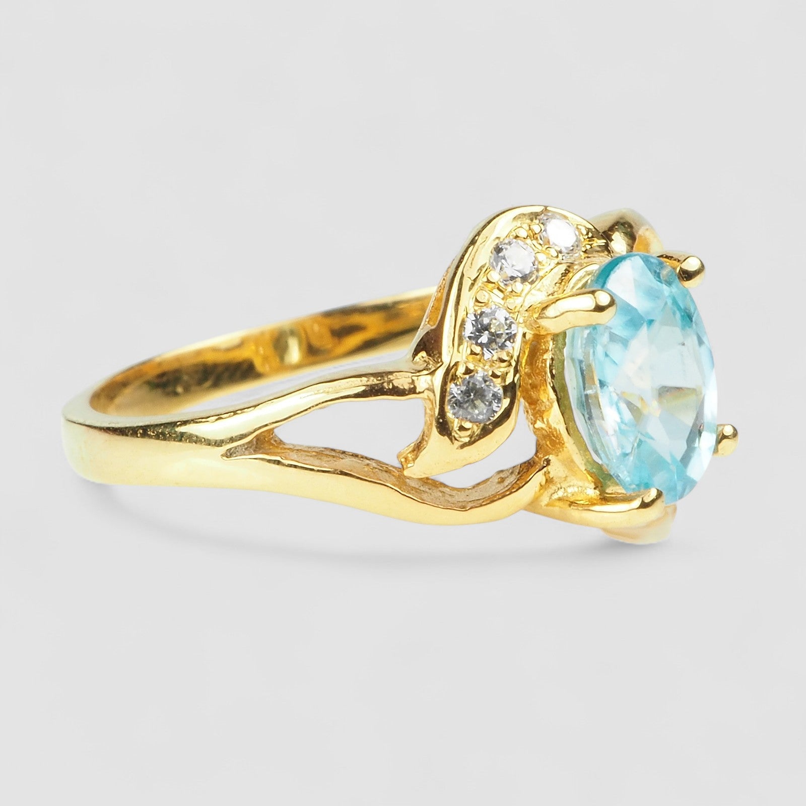 Blue Zircon 925 Sterling Silver Ring