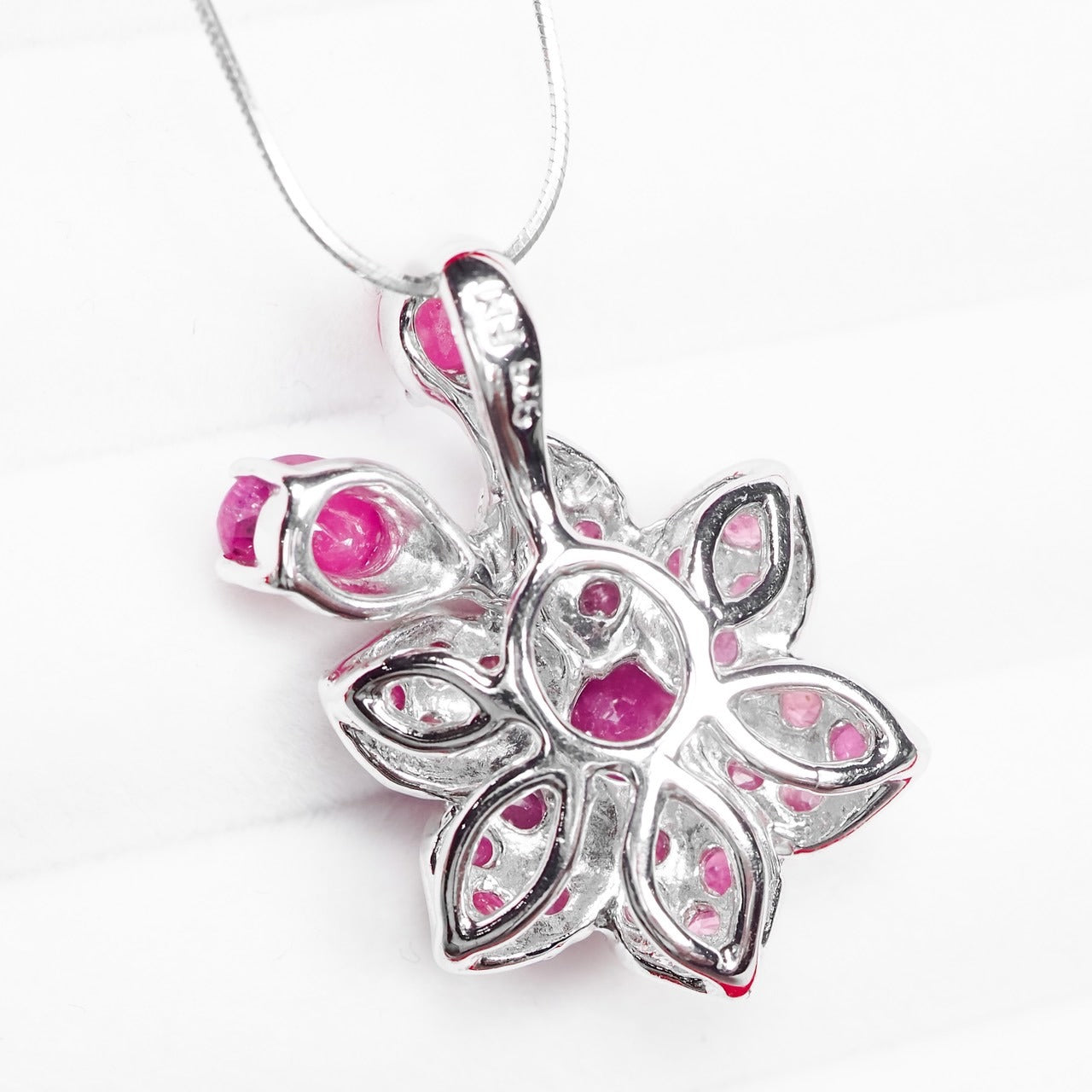 Pink Ruby 925 Sterling Silver White Gold Pendants, Anniversary Gift, Dainty Pendants