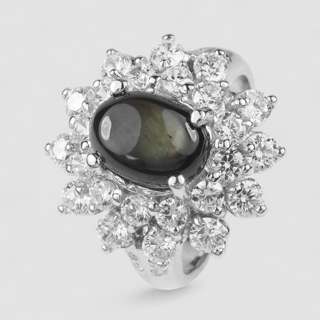 BLACK STAR SAPPHIRE 925 STERLING SILVER RING