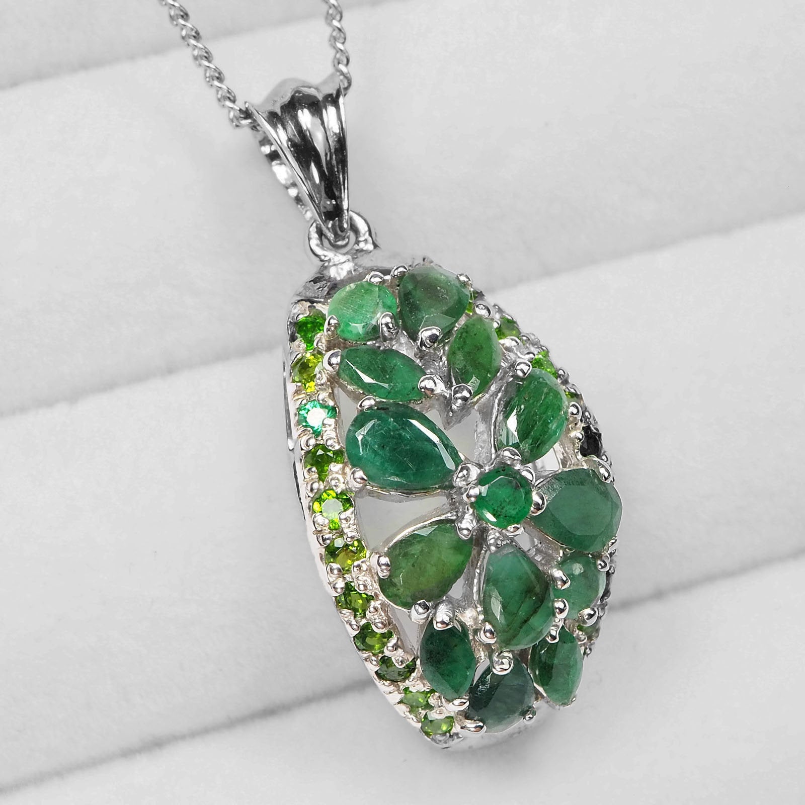 Green Emerald 925 Sterling Silver Pendants, Simple Everyday Pendants