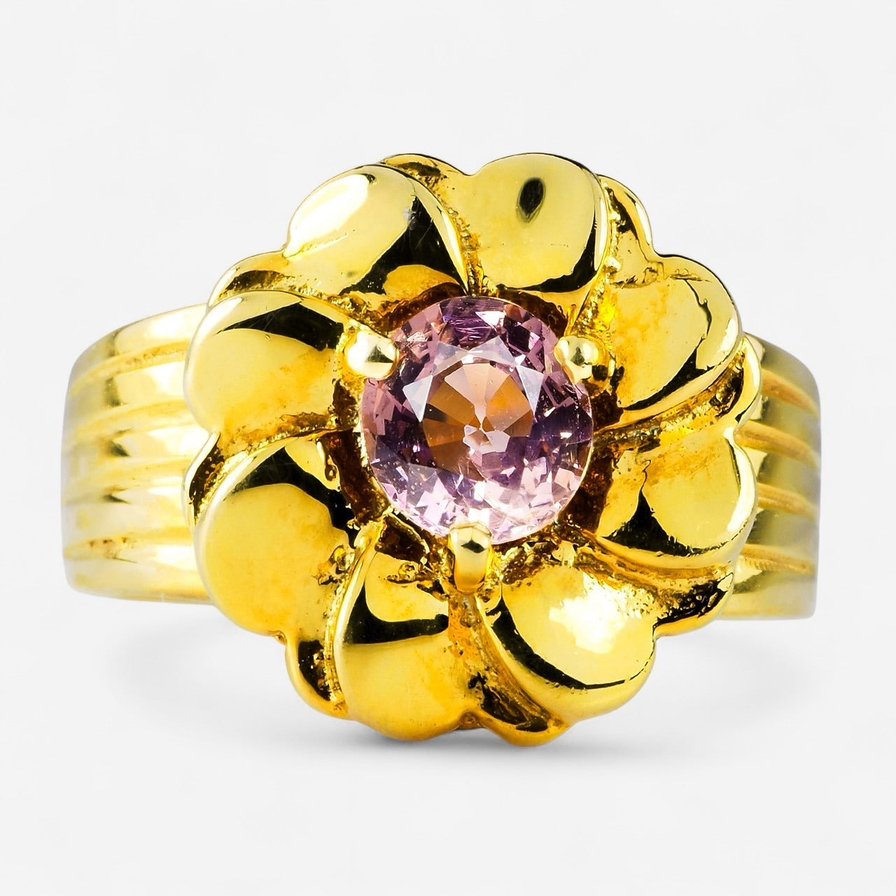24K Gold 925 Sterling Silver Rings Pink Spinel, Gift for Girlfriend, Free Resizing