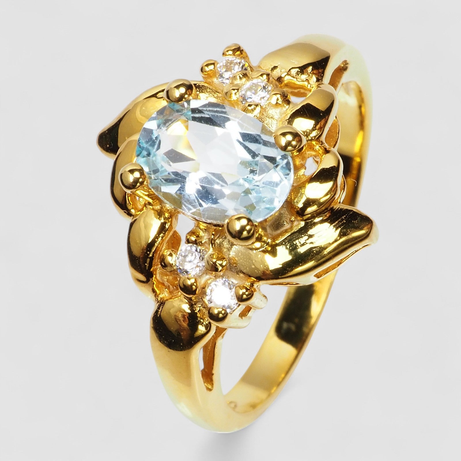 Blue Aquamarine 925 Sterling Silver Ring