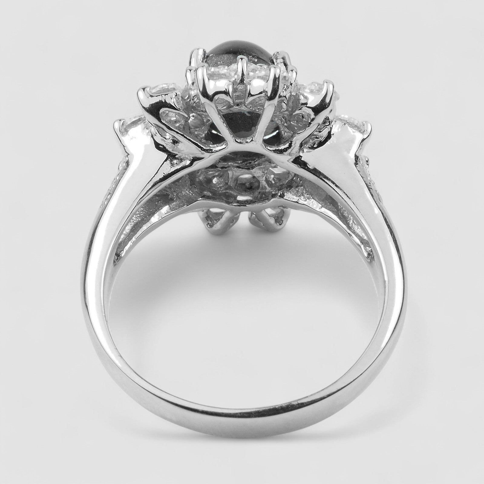 Golden Black Star Sapphire 925 Sterling Silver Ring