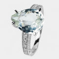 Blue Aquamarine Pear 925 Sterling Silver Ring