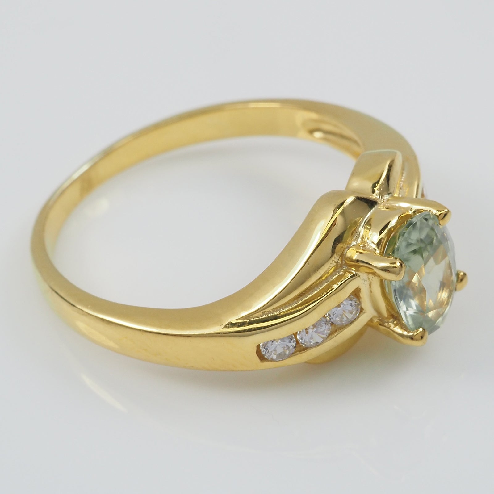 Blue Aquamarine 925 Sterling Silver 24K Gold Plated Ring