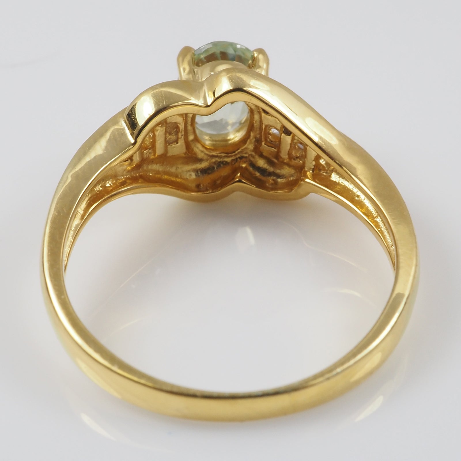 Blue Aquamarine 925 Sterling Silver 24K Gold Plated Ring