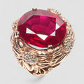 VINTAGE RED SPINEL ROSE GOLD PLATED 925 STERLING SILVER RING