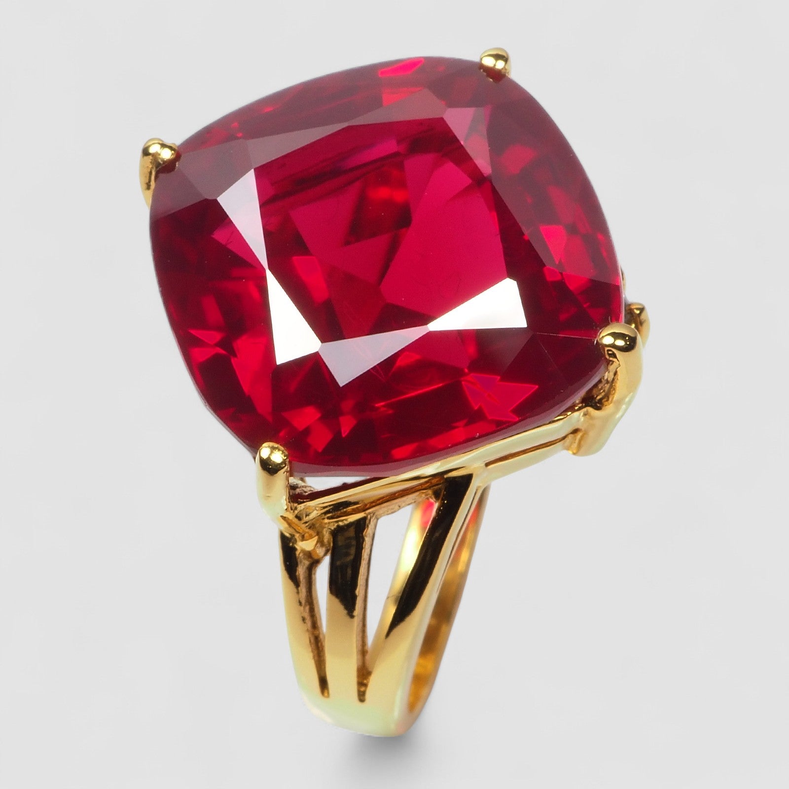 24K GOLD PLATED RINGS RED RUBELLITE TOURMALINE