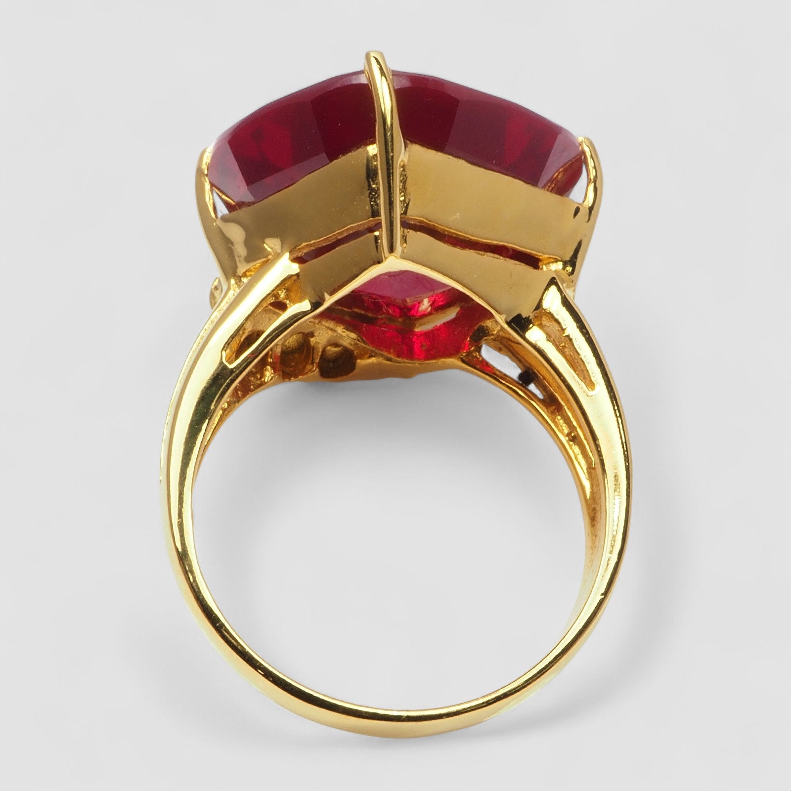 24K GOLD PLATED RINGS RED RUBELLITE TOURMALINE