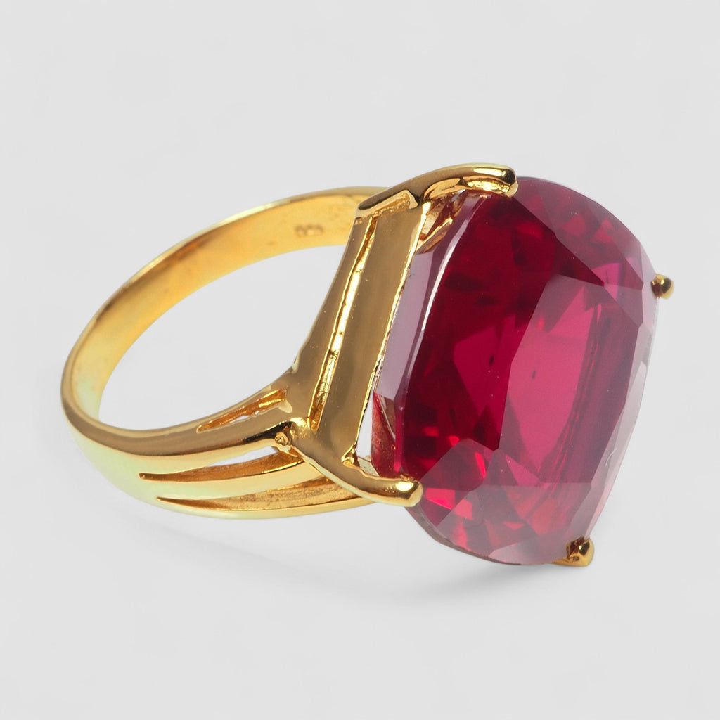 24K GOLD PLATED RINGS RED RUBELLITE TOURMALINE