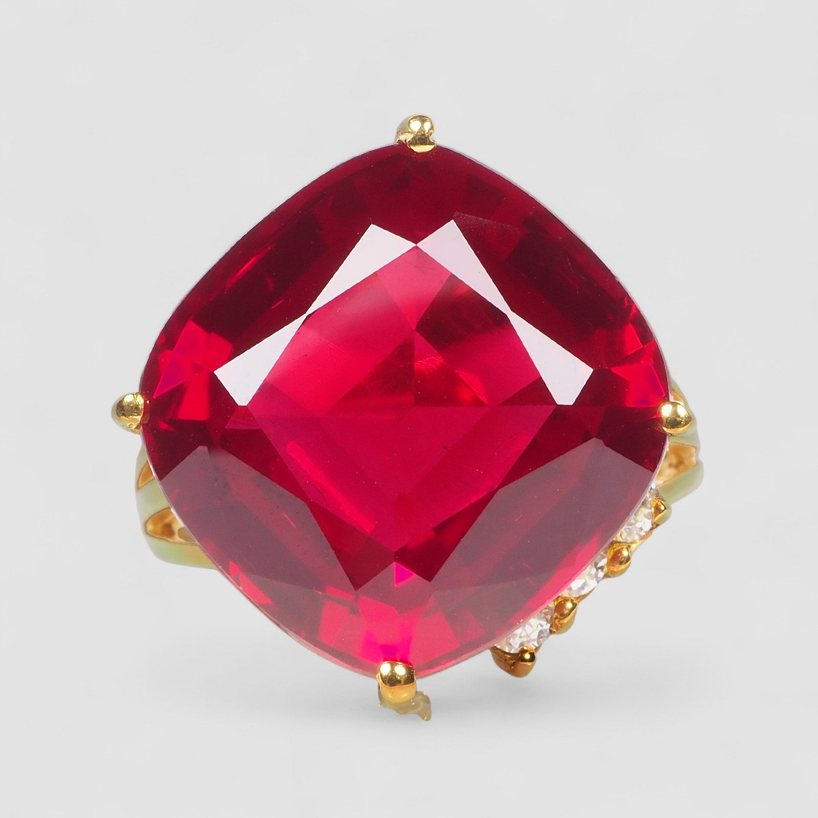 24K GOLD PLATED RINGS RED RUBELLITE TOURMALINE