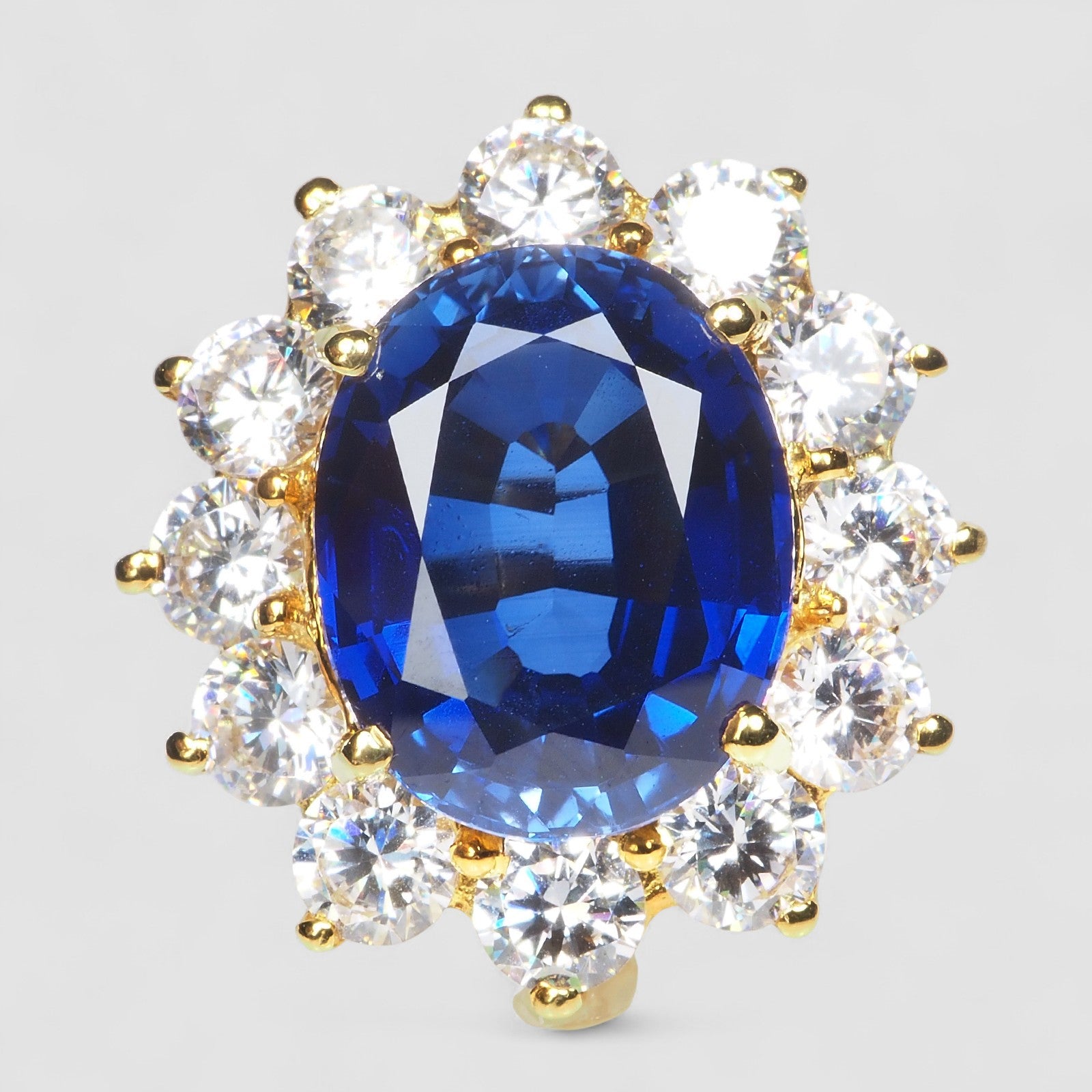 925 STERLING SILVER 24K GOLD PLATED RING BLUE SAPPHIRE