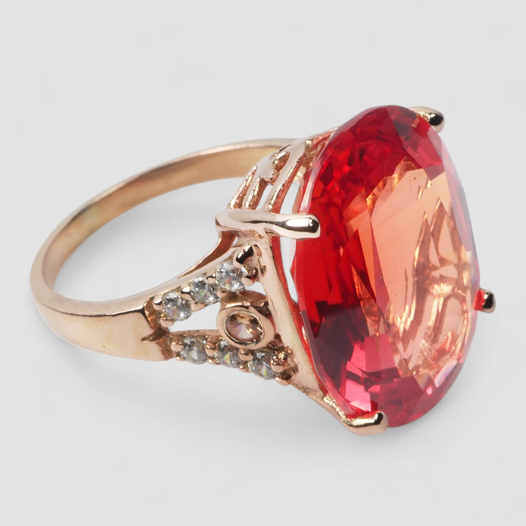 925 STERLING SILVER HANDMADE RING ORANGE SAPPHIRE