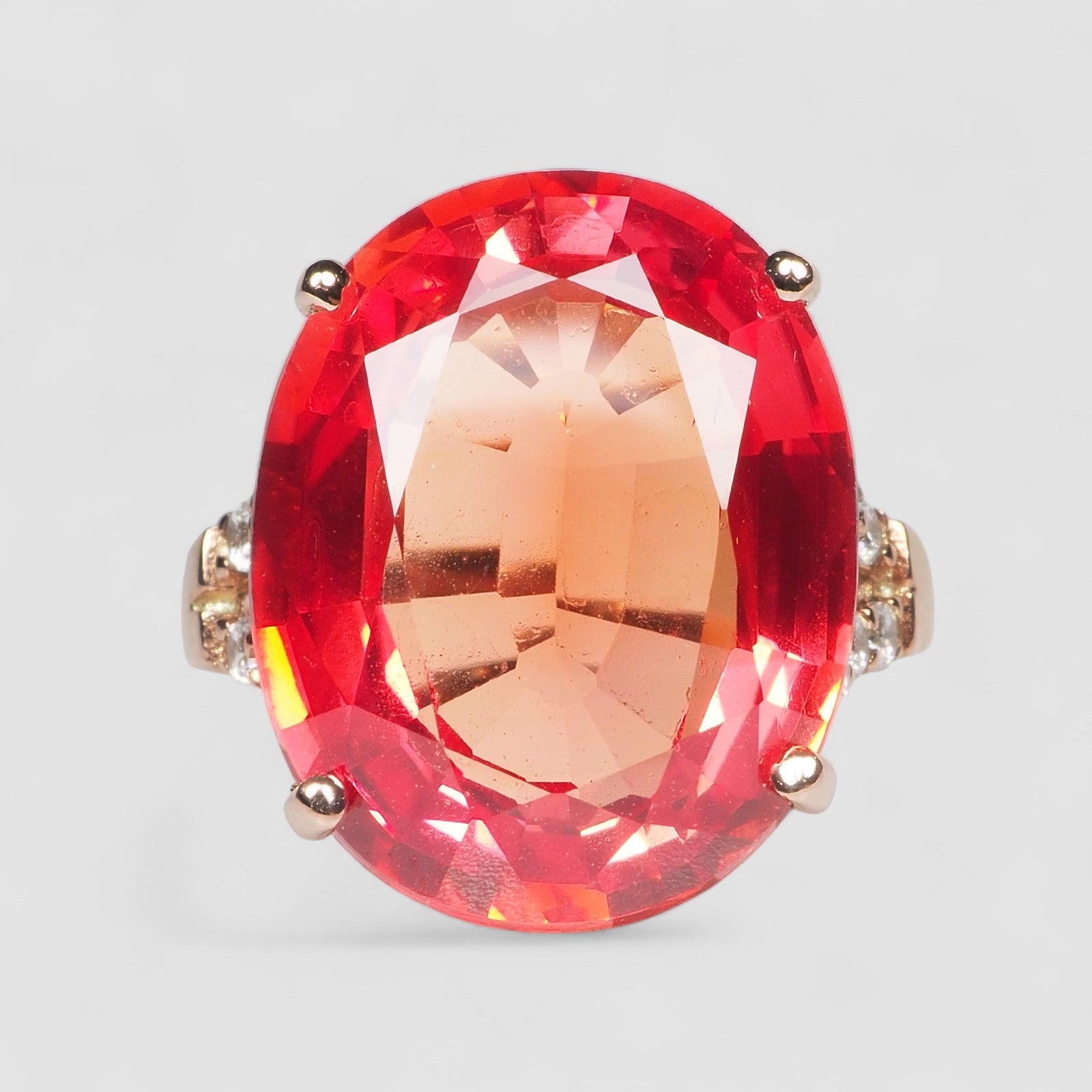 925 STERLING SILVER HANDMADE RING ORANGE SAPPHIRE