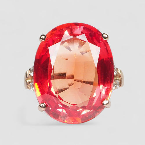925 STERLING SILVER HANDMADE RING ORANGE SAPPHIRE