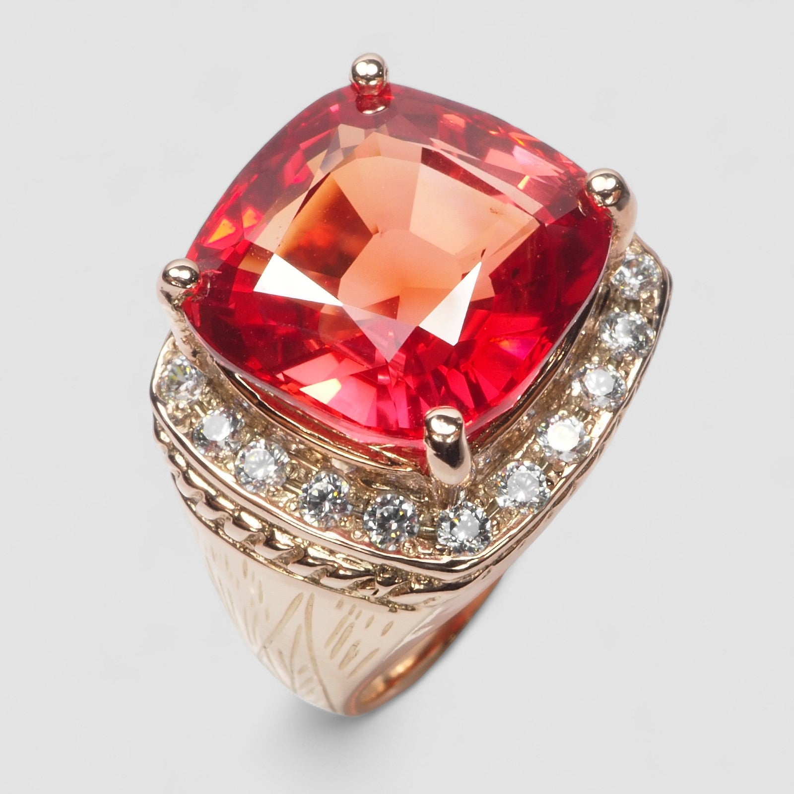 ORANGE SAPPHIRE ROSE GOLD 925 STERLING SILVER RINGS