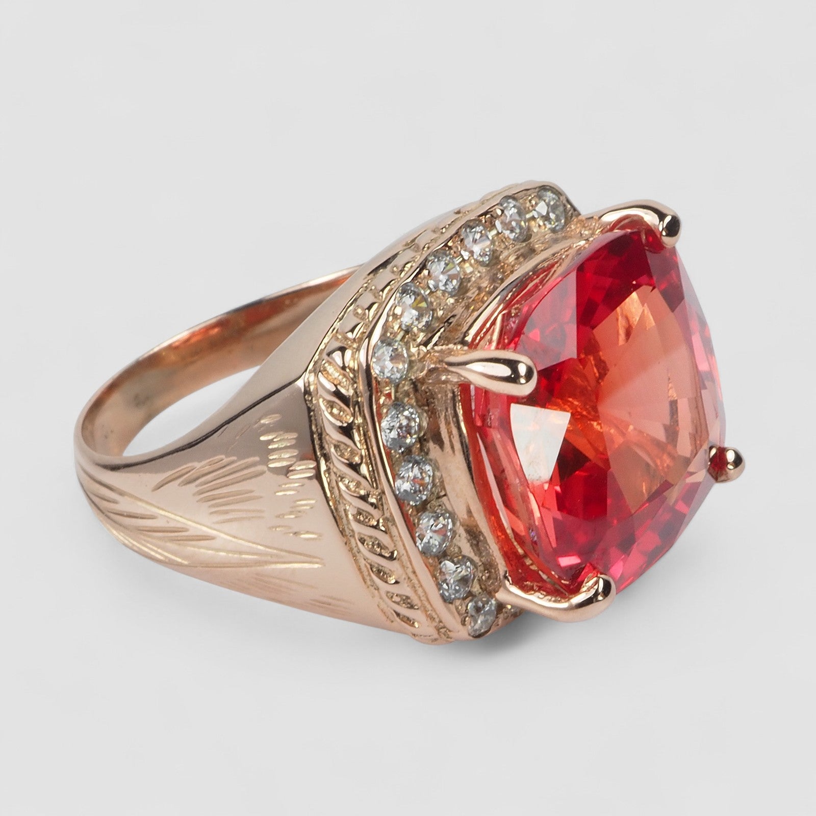 ORANGE SAPPHIRE ROSE GOLD 925 STERLING SILVER RINGS
