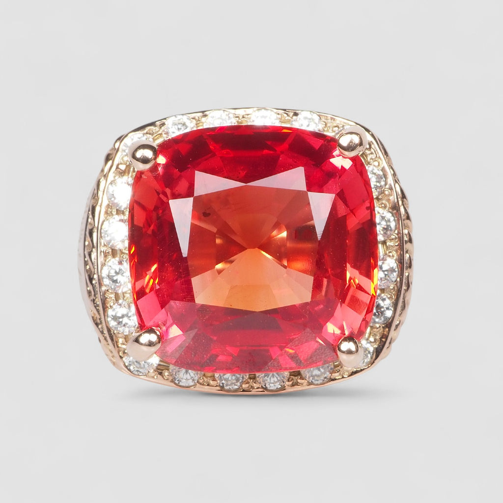 ORANGE SAPPHIRE ROSE GOLD 925 STERLING SILVER RINGS