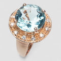 BLUE AQUAMARINE ROSE GOLD 925 STERLING SILVER RING