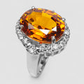 925 STERLING SILVER WHITE GOLD RING ORANGE SPESSARTITE