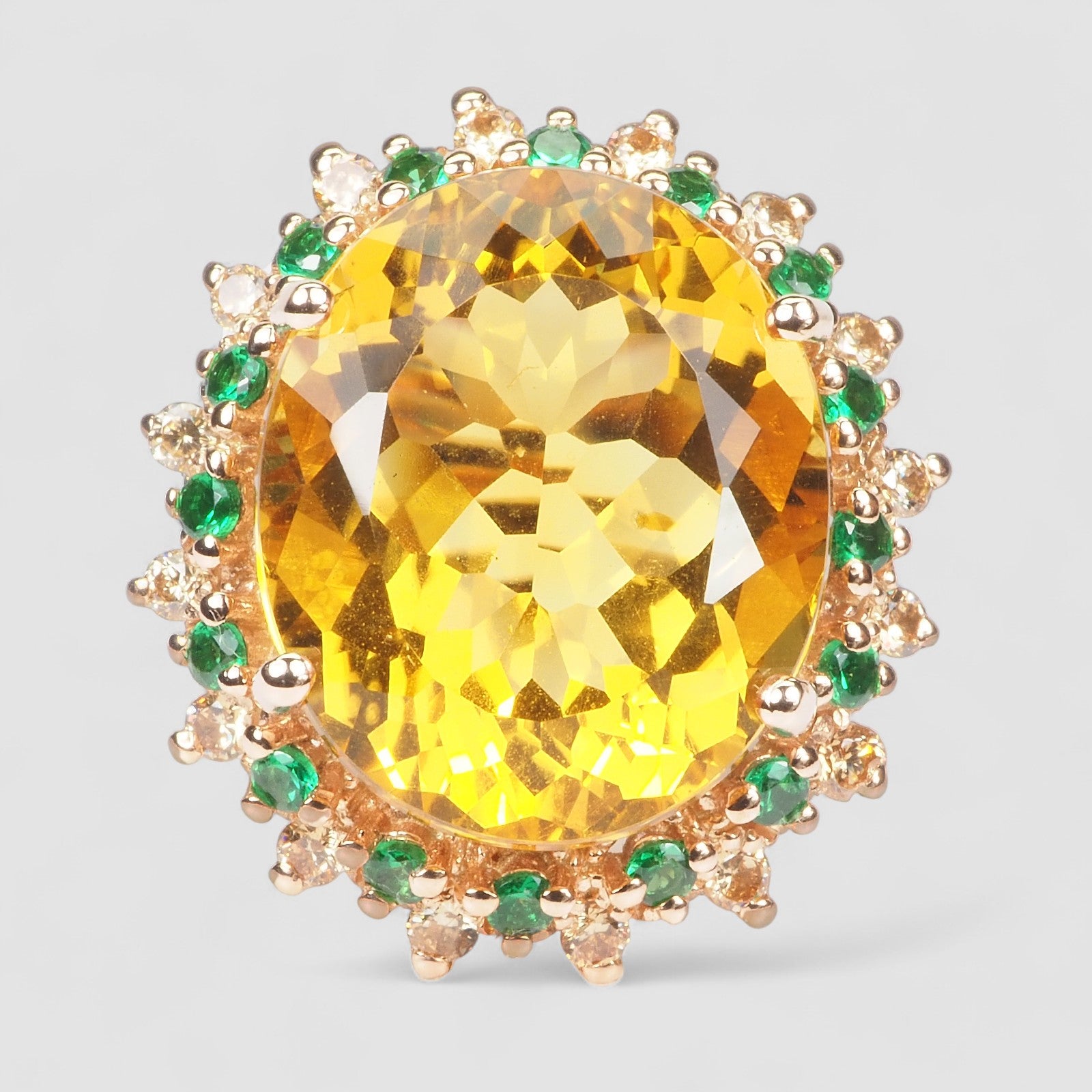 YELLOW CITRINE 925 STERLING SILVER ROSE GOLD RING