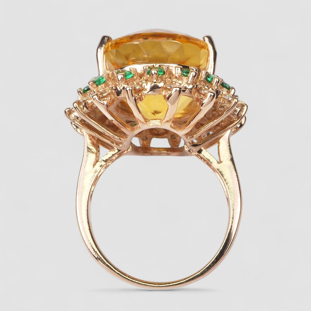 YELLOW CITRINE 925 STERLING SILVER ROSE GOLD RING