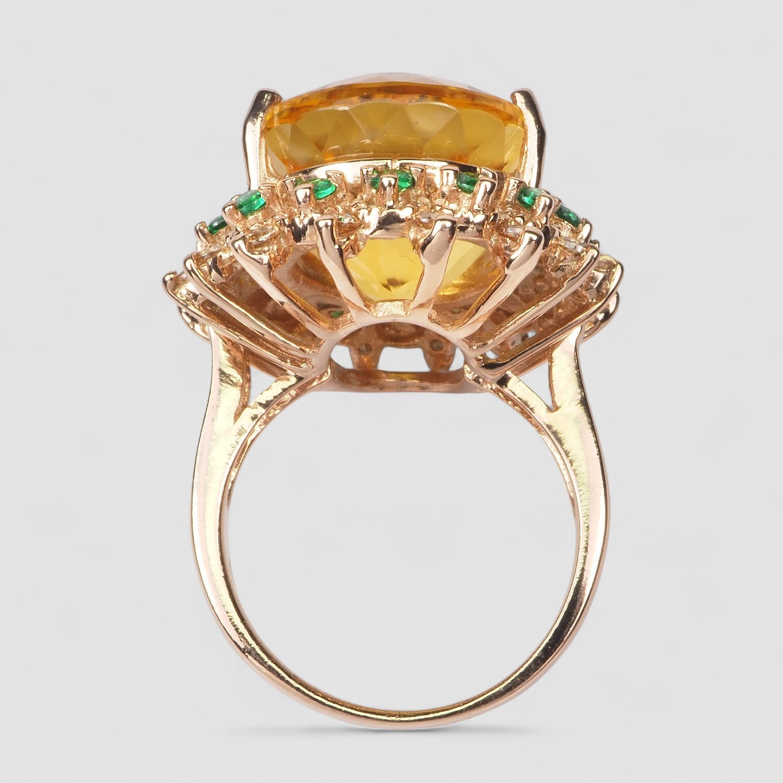 YELLOW CITRINE 925 STERLING SILVER ROSE GOLD RING