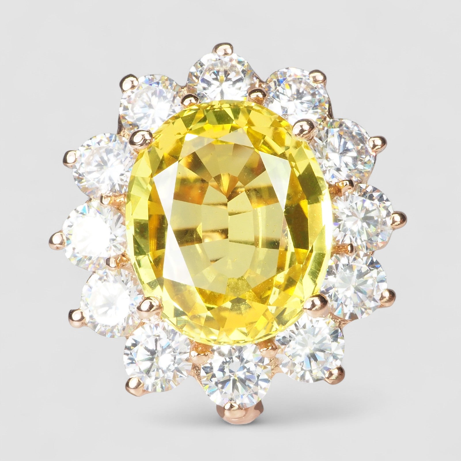 FLOWER YELLOW TOURMALINE 925 STERLING SILVER WHITE GOLD RING