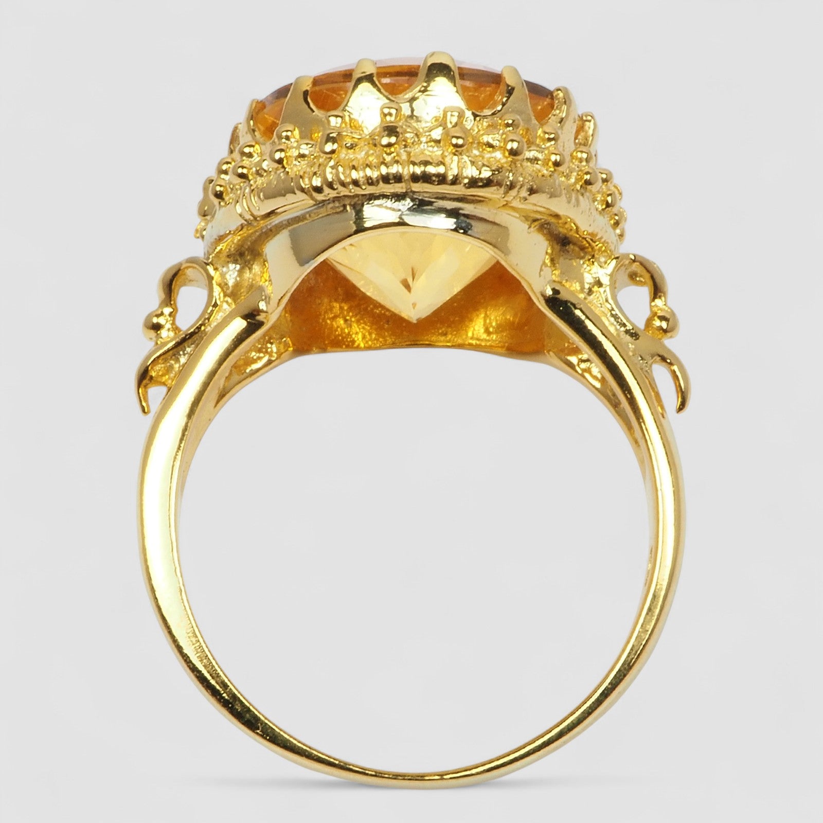 YELLOW CITRINE 925 STERLING SILVER 24K GOLD RING