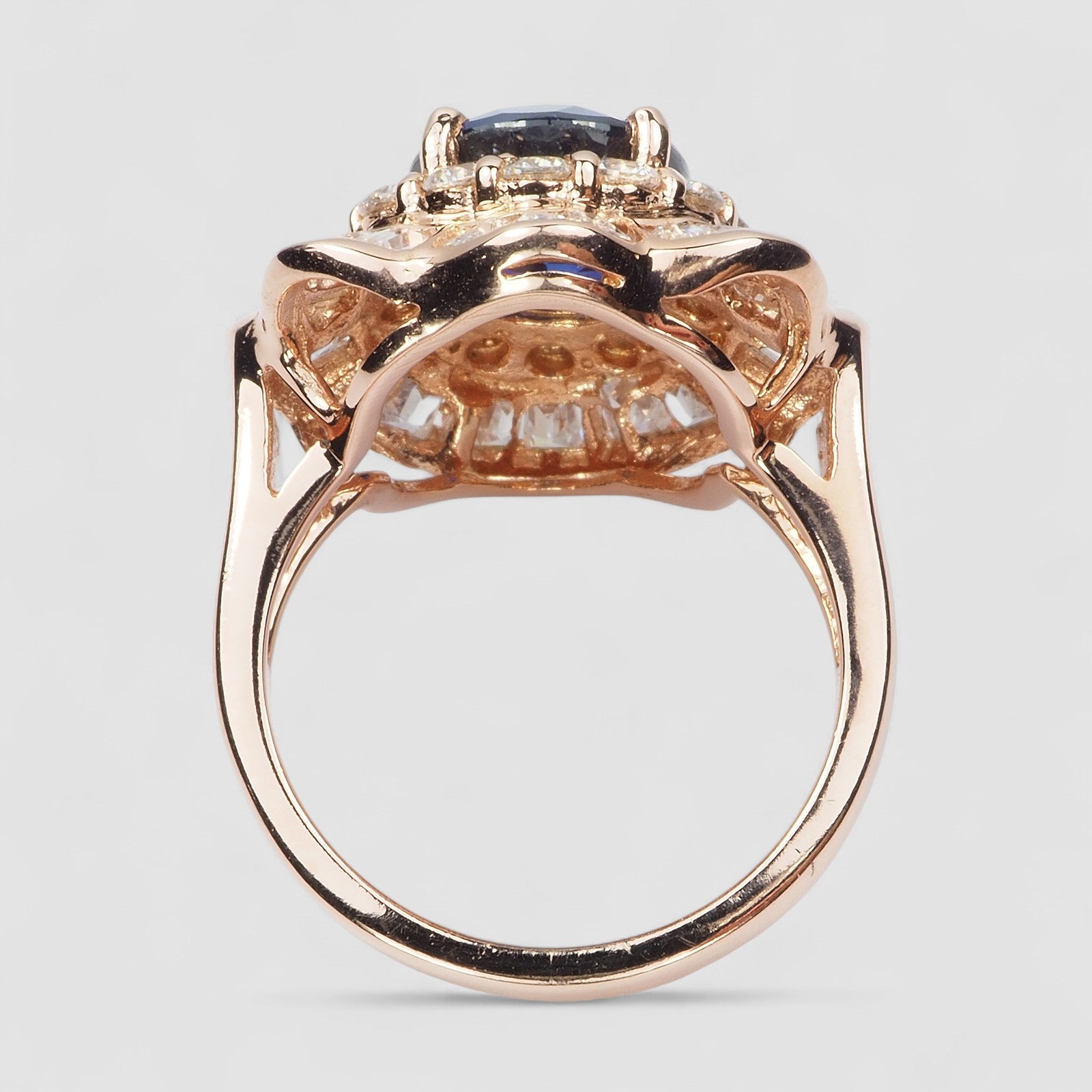BLUE SAPPHIRE 925 STERLING SILVER ROSE GOLD RING