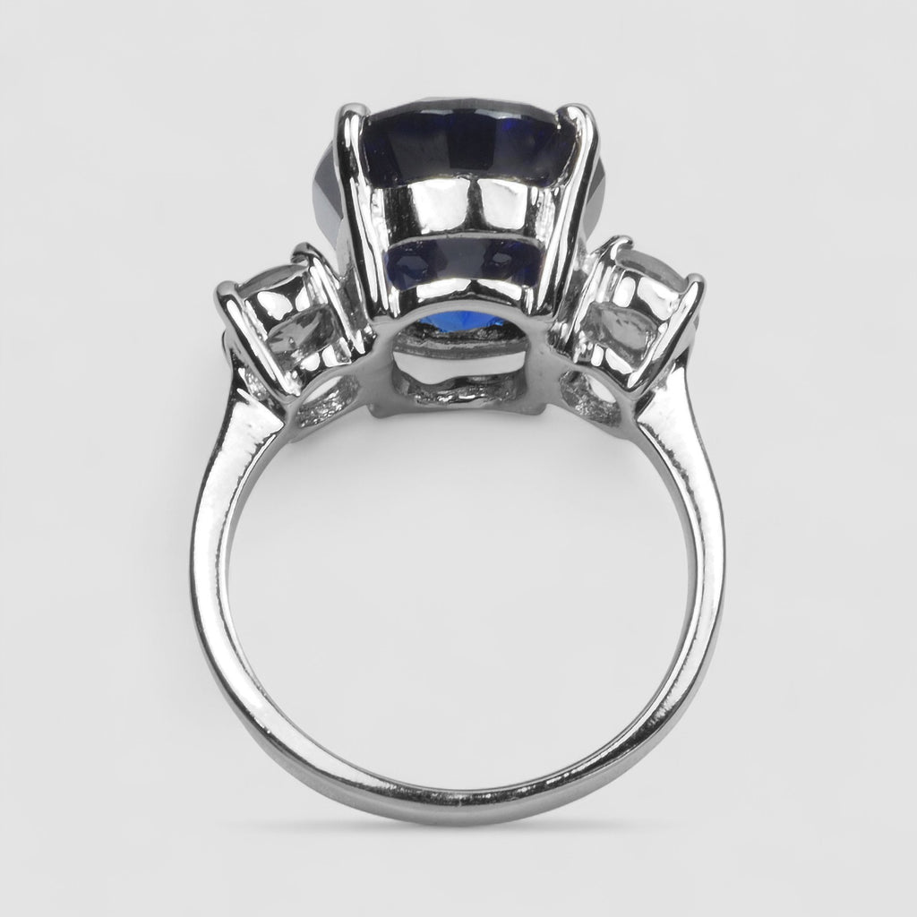 BLUE SAPPHIRE925 STERLING SILVER WHITE GOLD RING