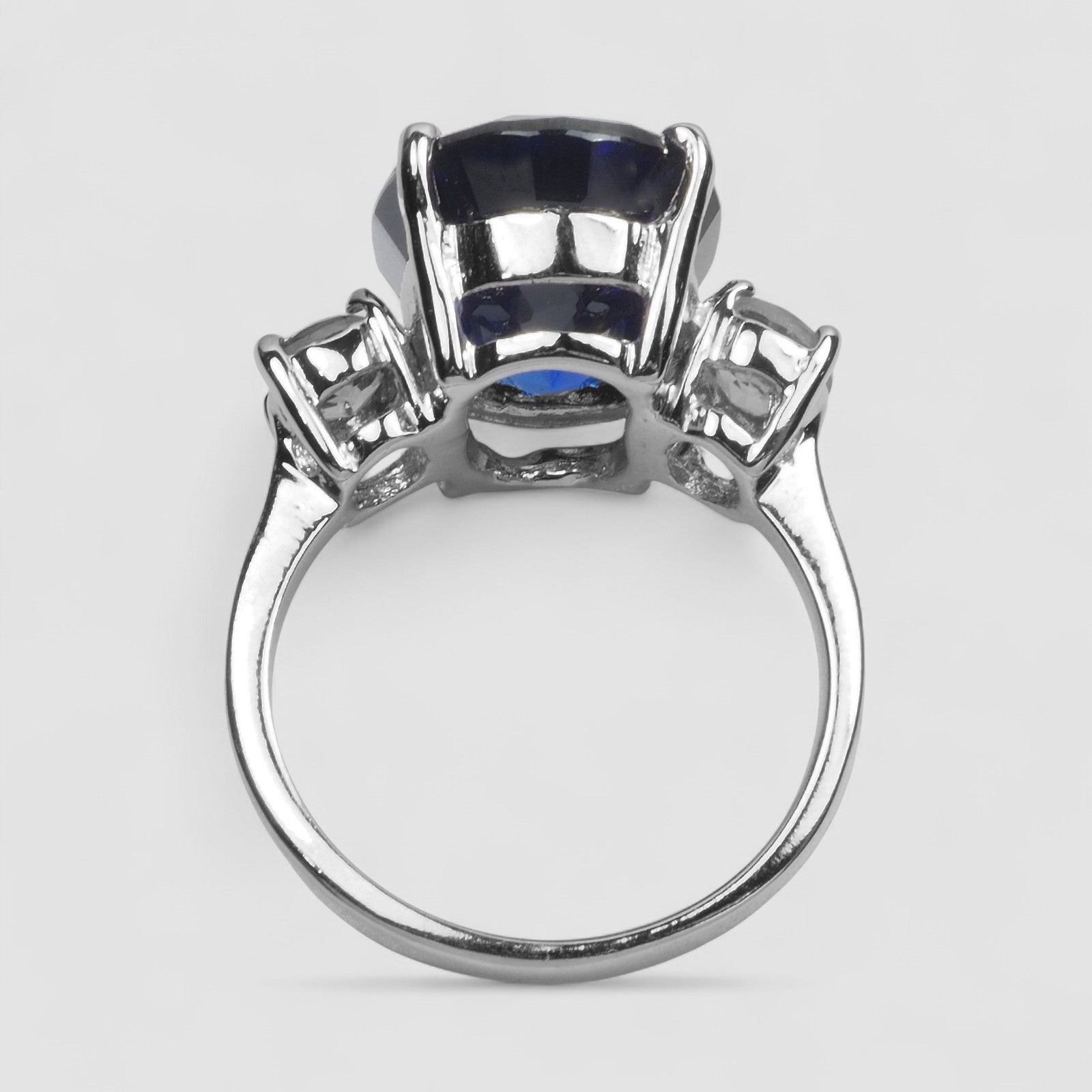 BLUE SAPPHIRE925 STERLING SILVER WHITE GOLD RING