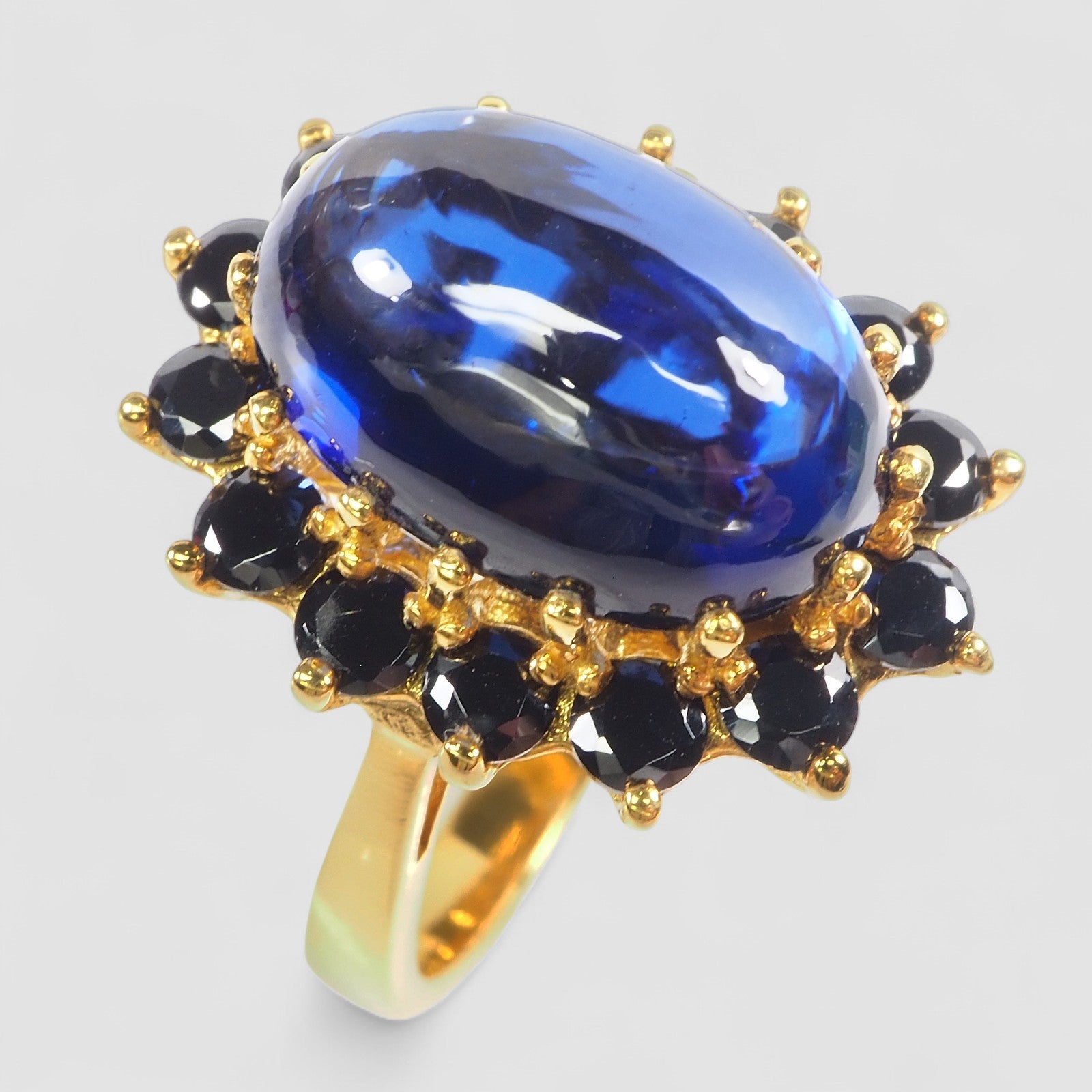 BLUE SAPPHIRE CABOCHON 925 STERLING SILVER HANDMADE RING