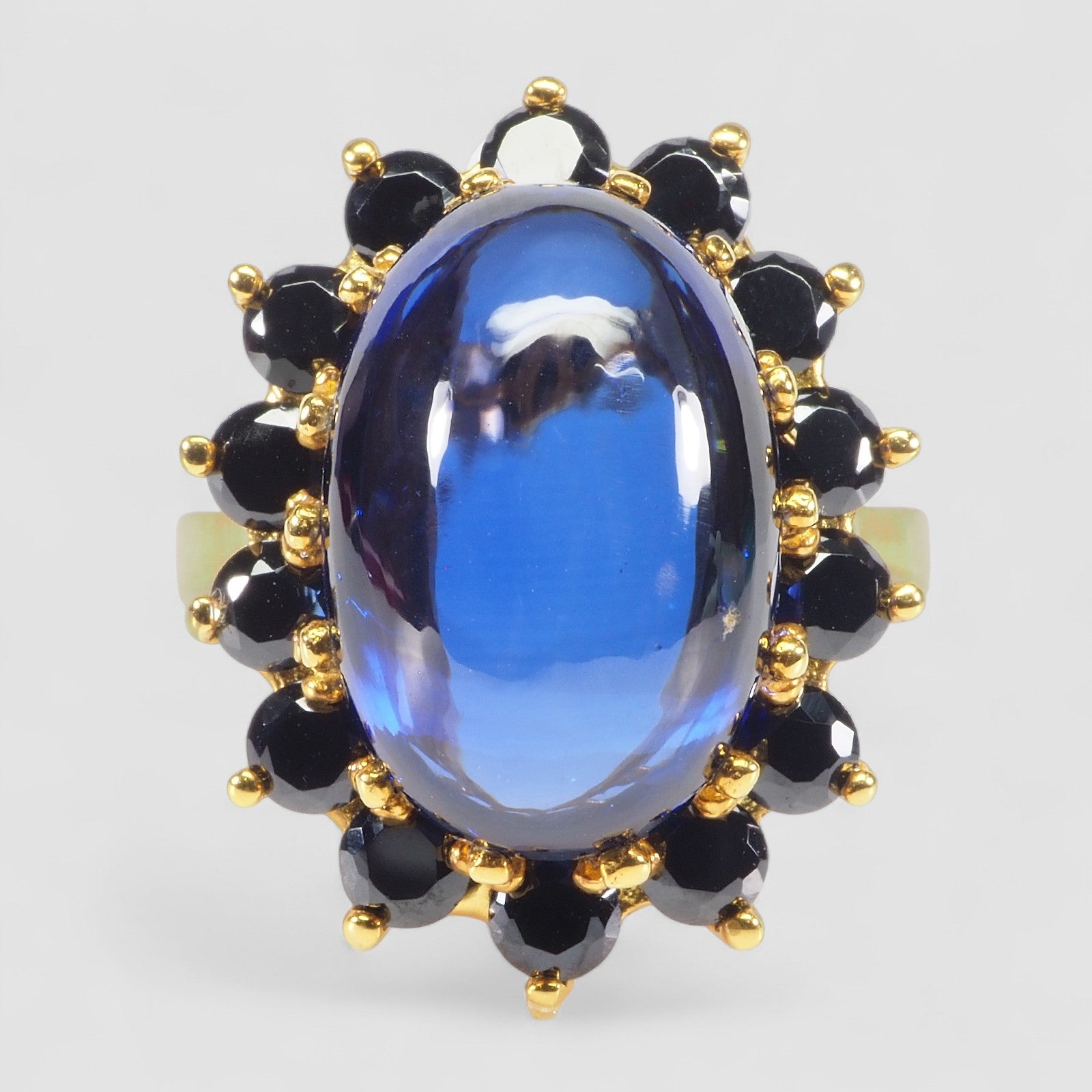 BLUE SAPPHIRE CABOCHON 925 STERLING SILVER HANDMADE RING