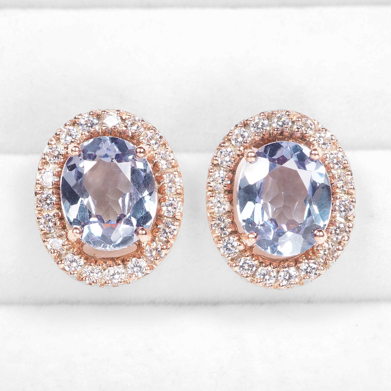 COLOR CHANGE ALEXANDRITE 925 STERLING SILVER ROSE GOLD EARRINGS