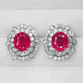 RED RUBY 925 STERLING SILVER WHITE GOLD HANDMADE EARRINGS