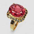 24K GOLD 925 STERLING SILVER RING RED SAPPHIRE