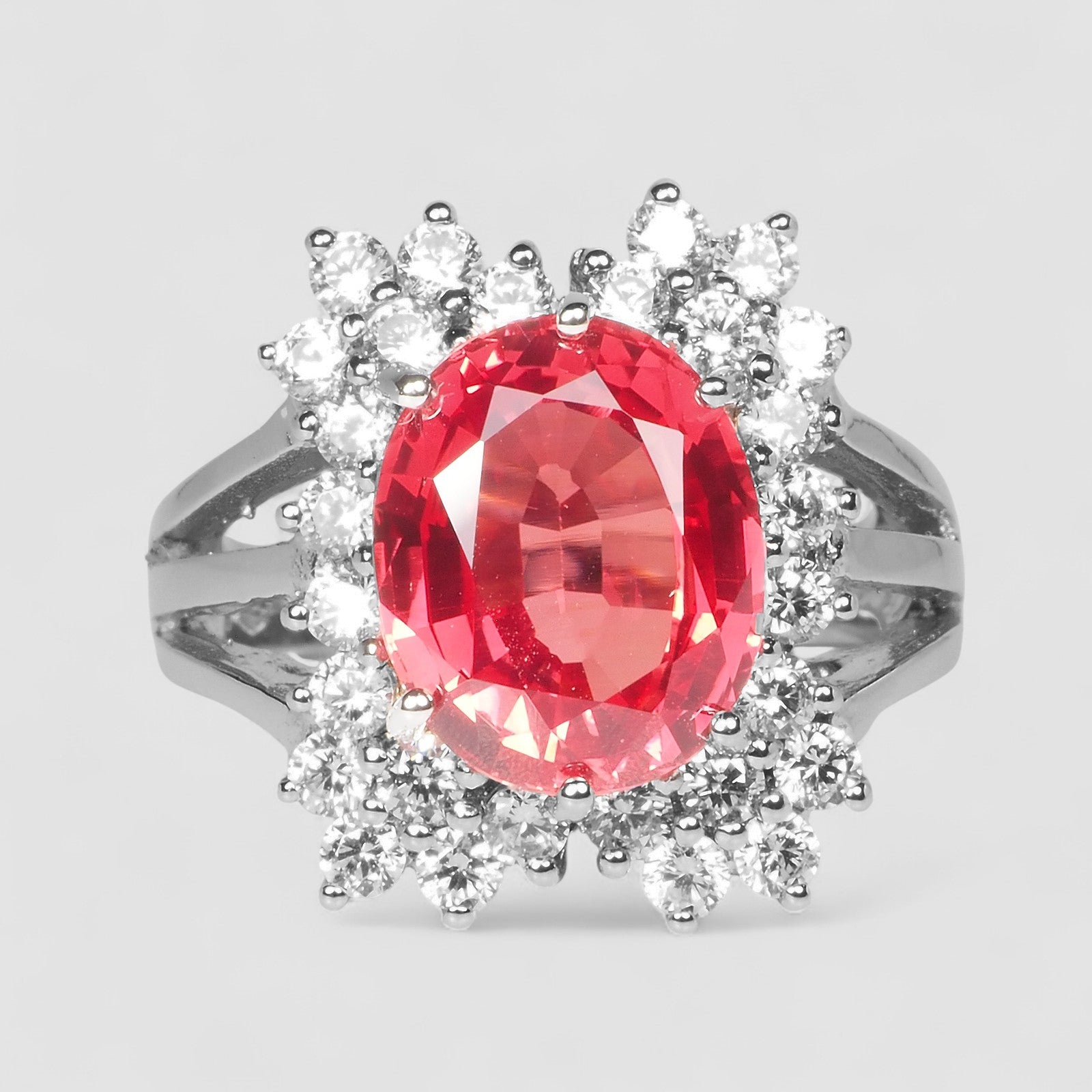 RED SPINEL 925 STERLING SILVER WHITE GOLD RING