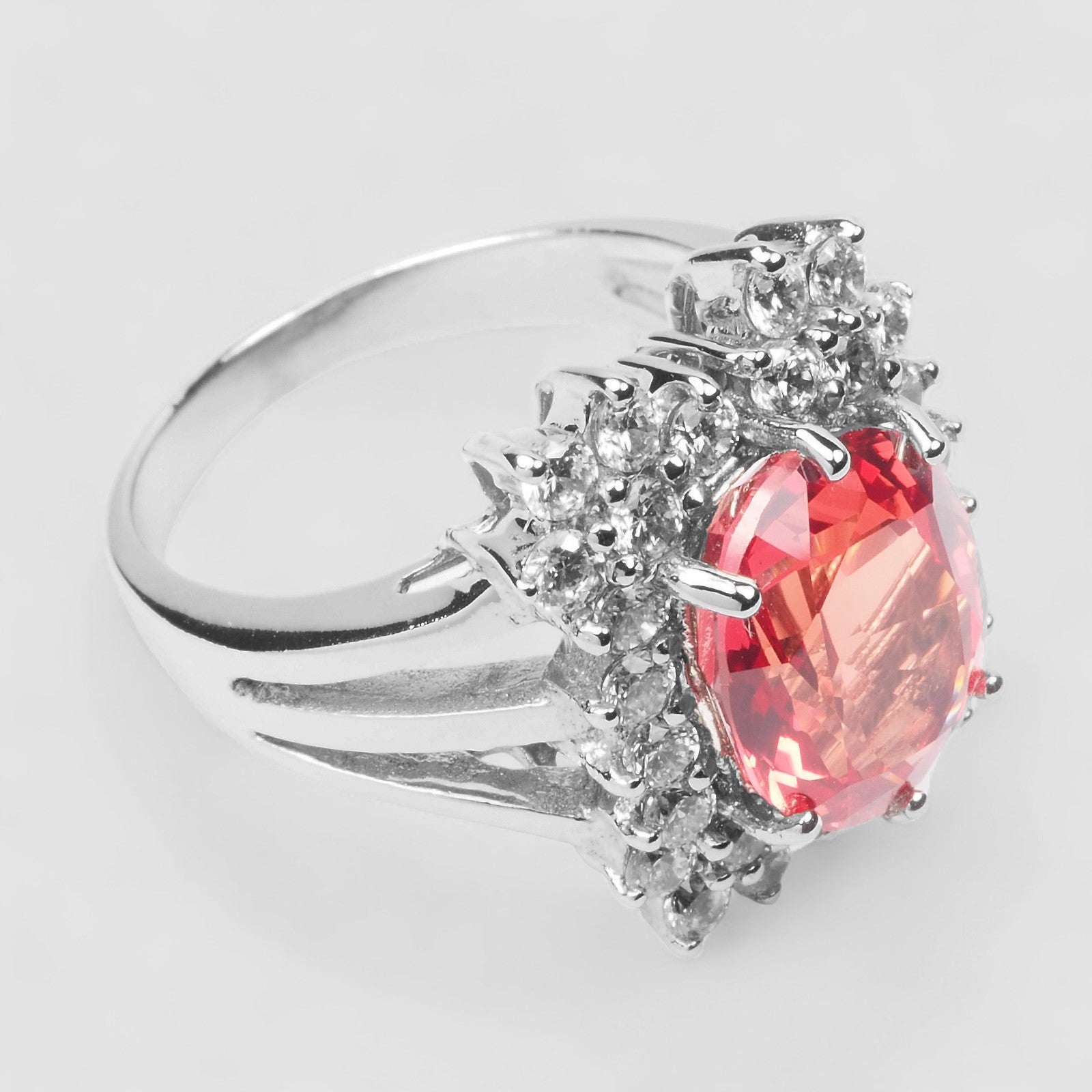 RED SPINEL 925 STERLING SILVER WHITE GOLD RING