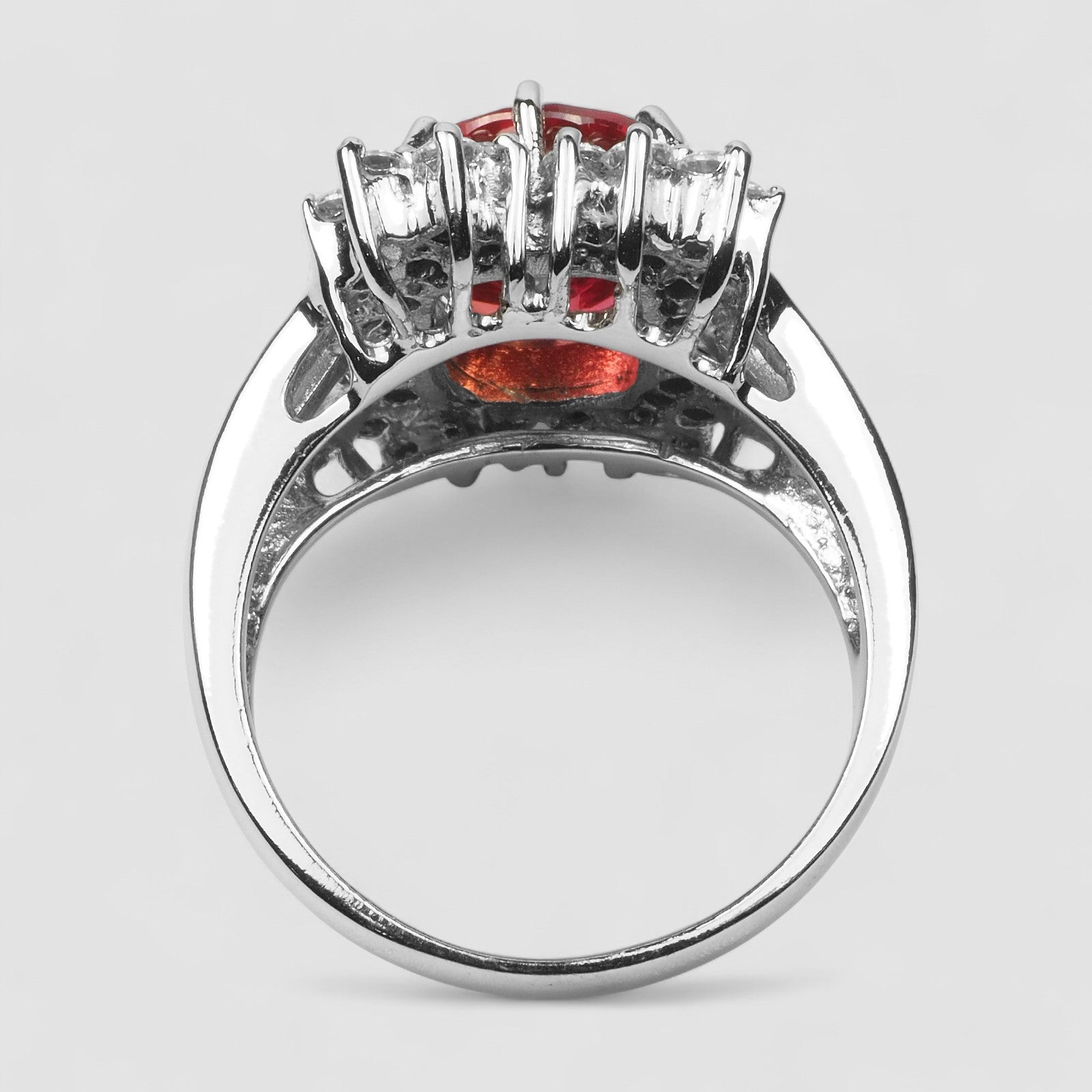 RED SPINEL 925 STERLING SILVER WHITE GOLD RING