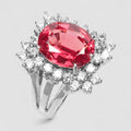 RED SPINEL 925 STERLING SILVER WHITE GOLD RING