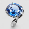 WHITE GOLD RING BLUE SAPPHIRE 925 STERLING SILVER
