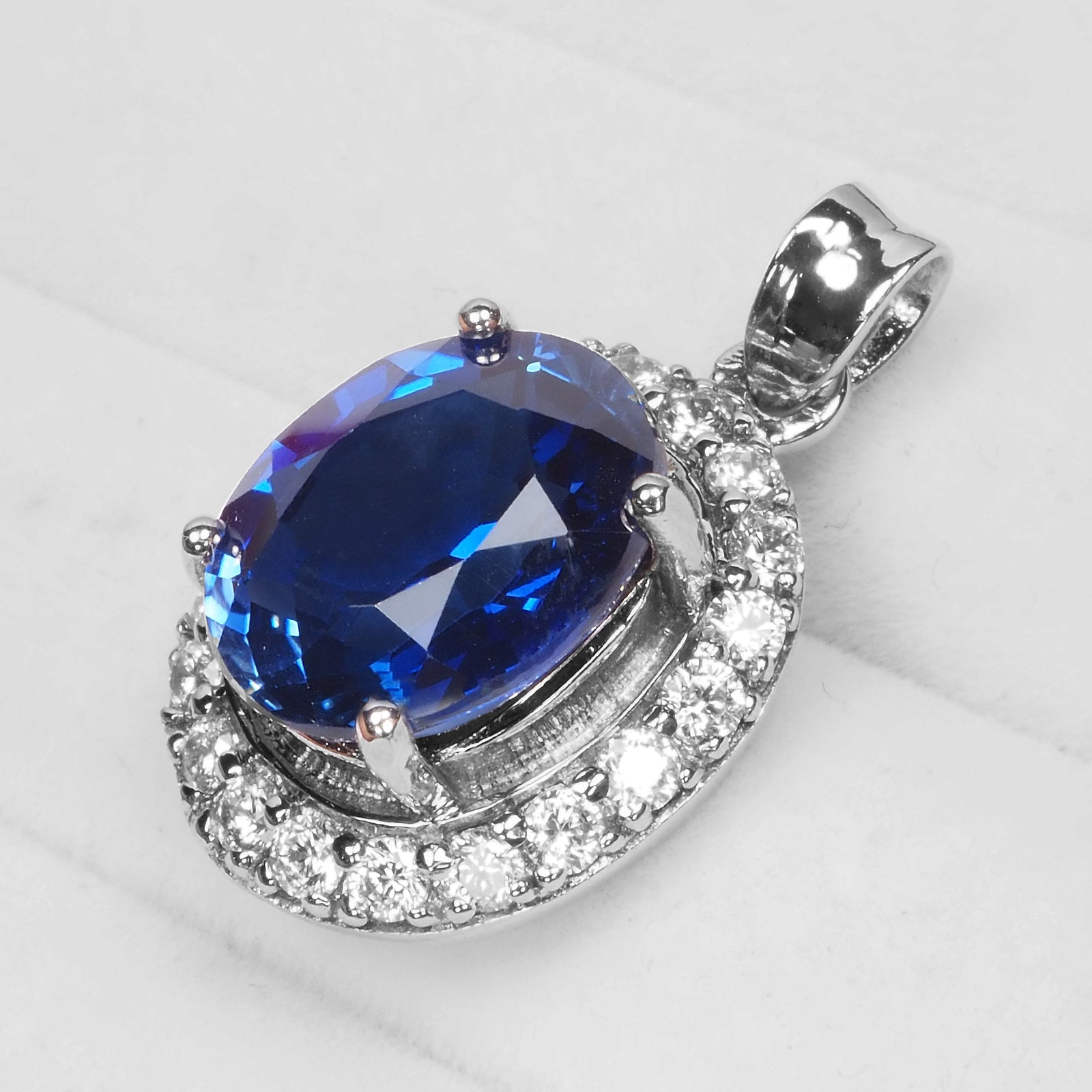 BLUE SAPPHIRE 925 STERLING SILVER PENDANT